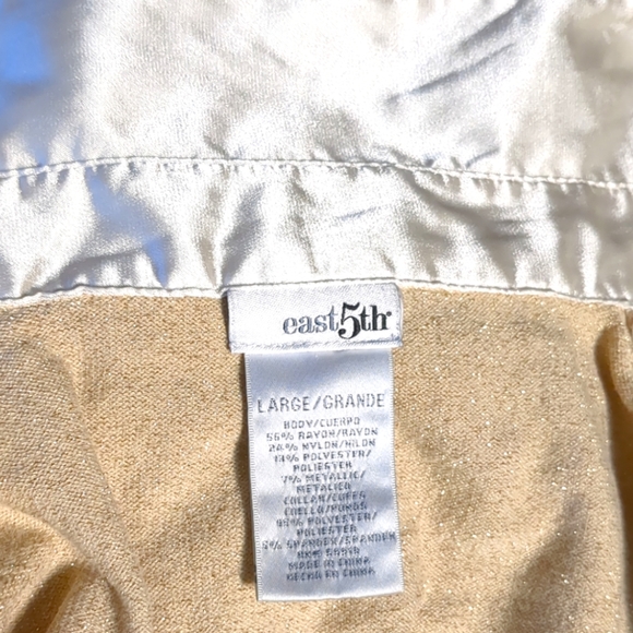 EAST 5th Gold Sparkly Elegant Sweater with  Ivory Satin Size L Grande - Picture 5 of 12